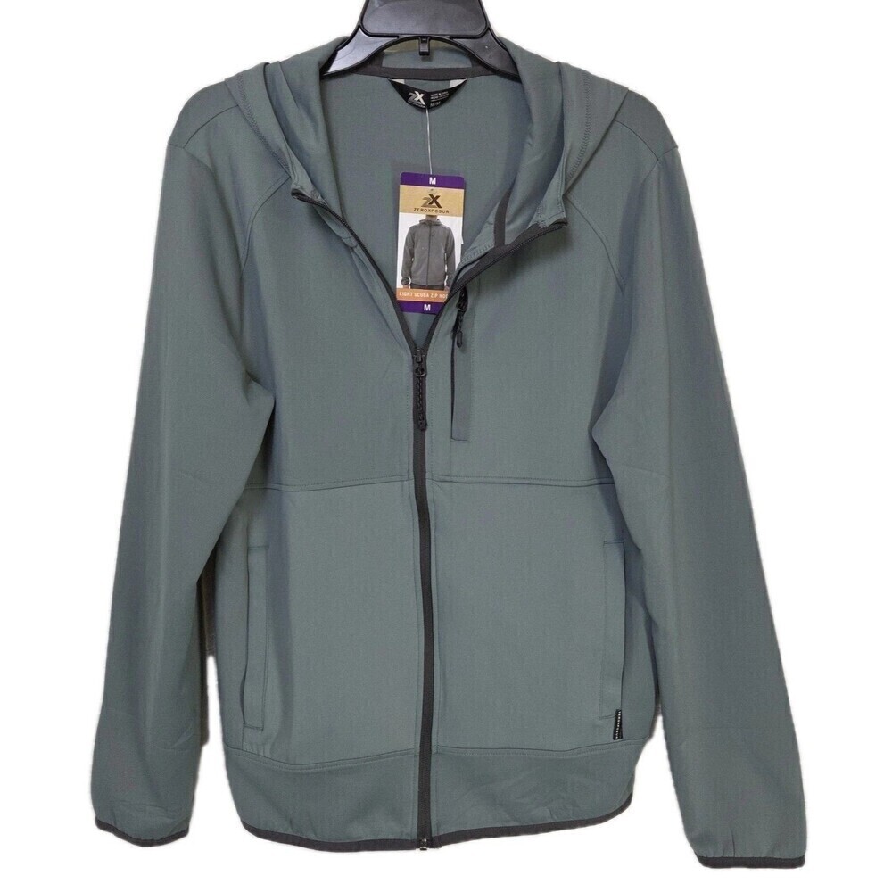 NWT ZEROXPOSUR Light Scuba Zip Hoodie Grayish Green Men's M 316380
